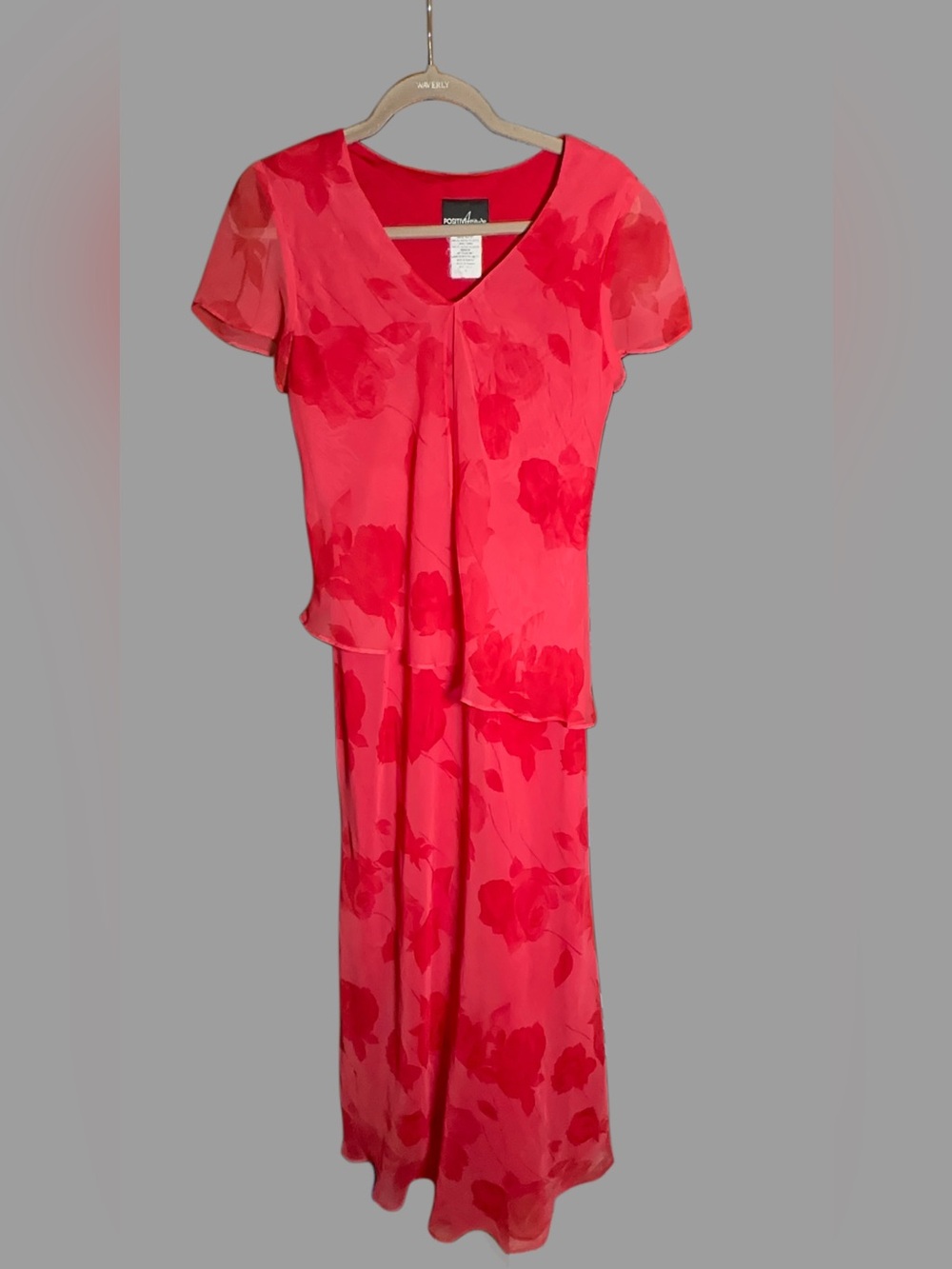 Positive Attitude Coral Pink Floral V-Neck Layered Dress